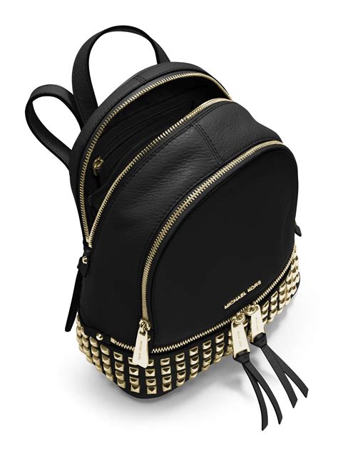 michael kors black rhea backpack|michael kors studded leather backpack.